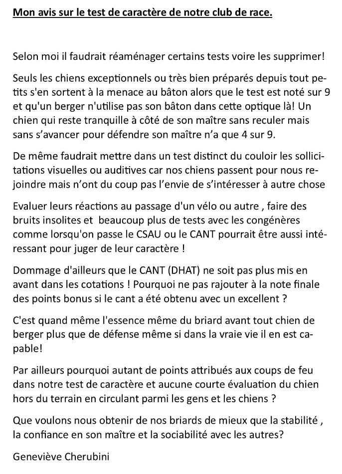 du Val de Méouge - Mon avis sur le Test de caractère du briard